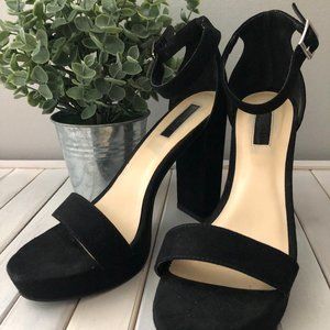 Black Ankle Strap Heels - Size 8